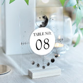 Celestial Black Moon Wedding Acrylic Table Number Acryl Uitnodigingen