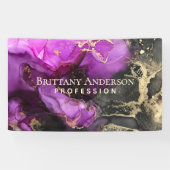 Celestial Black Paars Gold Abstract Business Spandoek (Horizontaal)