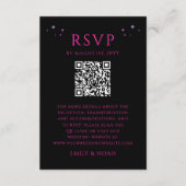 Celestial Black Paarse Budget QR Code RSVP Foto Informatiekaartje (Voorkant)