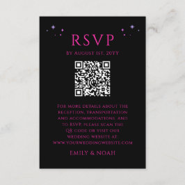 Celestial Black Paarse Budget QR Code RSVP Foto Informatiekaartje