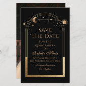 Celestial Black Save The Date Verjaardag Quinceane (Voorkant / Achterkant)