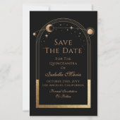 Celestial Black Save The Date Verjaardag Quinceane (Voorkant)