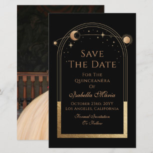 Celestial Black Save The Date Verjaardag Quinceane