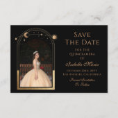 Celestial Black Save The Date Verjaardag Quinceane (Voorkant)