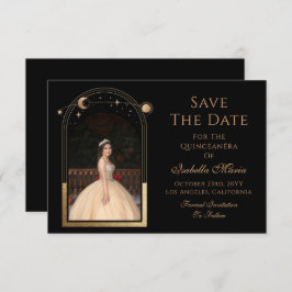Celestial Black Save The Date Verjaardag Quinceane