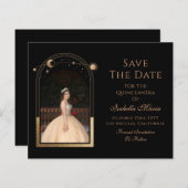 Celestial Black Save The Date Verjaardag Quinceane (Voorkant / Achterkant)