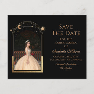 Celestial Black Save The Date Verjaardag Quinceane