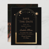 Celestial Black Save The Date Verjaardag Quinceane (Voorkant / Achterkant)