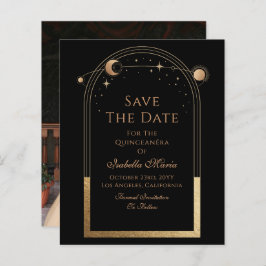Celestial Black Save The Date Verjaardag Quinceane