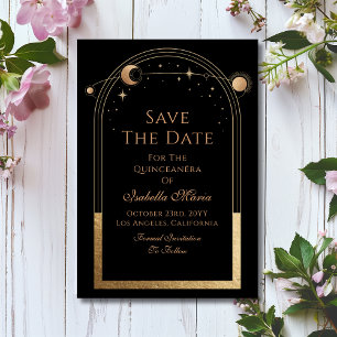 Celestial Black Save The Date Verjaardag Quinceane