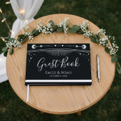 Celestial Black Silver Sun Moon Stars Wedding  Gastenboek