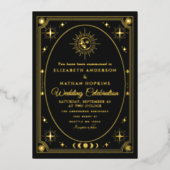 Celestial Black Tarot Kaart bruiloft Folie Uitnodi (Voorkant)