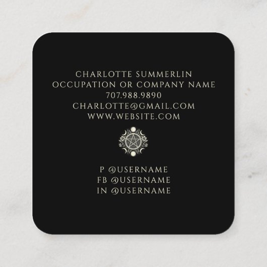 Celestial Black Vierkante Visitekaartje (Achterkant)