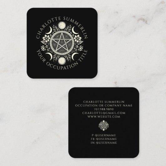 Celestial Black Vierkante Visitekaartje (Voorkant / Achterkant)