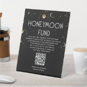 Celestial Black Wedding Honeymoon Fund Reclamebord Met Voetstuk (Insitu)