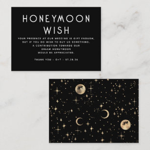 Celestial Black Wedding Honeymoon Wish Informatiekaartje