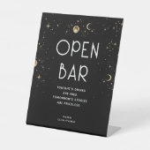 Celestial Black Wedding Open Bar Reclamebord Met Voetstuk (Voorkant)