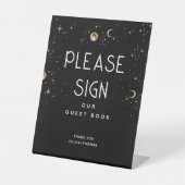 Celestial Black Wedding Sign Ons gastenboek Reclamebord Met Voetstuk (Voorkant)