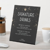 Celestial Black Wedding Signature Drinken Reclamebord Met Voetstuk (Insitu)