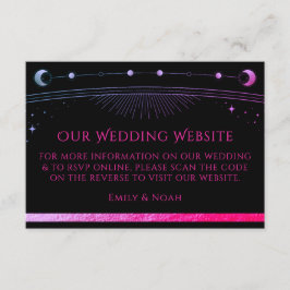 Celestial Black Wedding Website RSVP QR Code Informatiekaartje