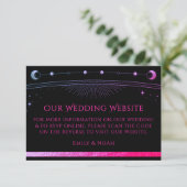 Celestial Black Wedding Website RSVP QR Code Informatiekaartje (Staand voorkant)