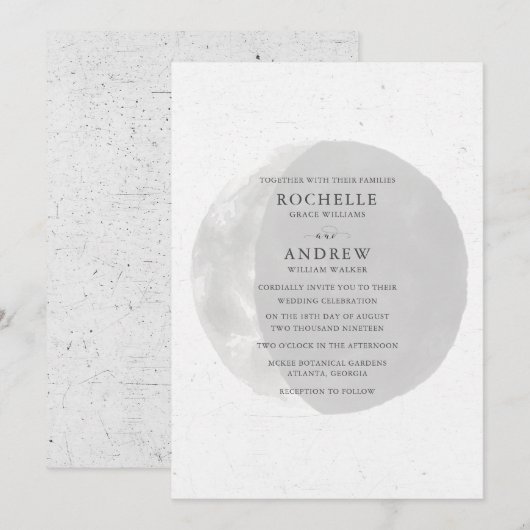 Celestial Black White Moon Wedding Invitation Kaart (Voorkant / Achterkant)