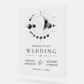 Celestial Black White Moon Wedding Welcome Acryl Bord (Hoek)