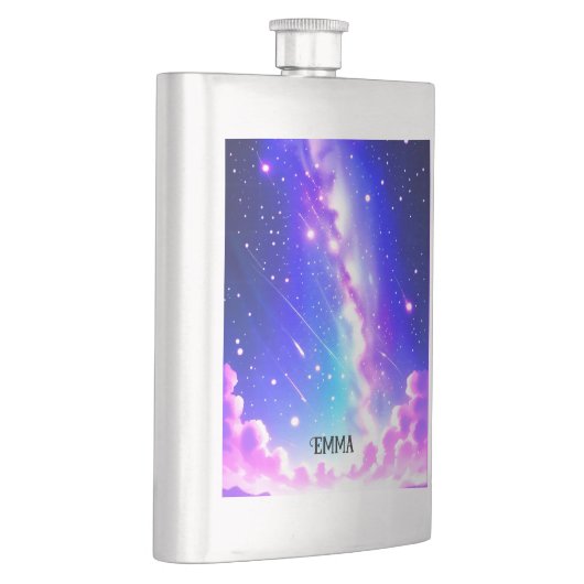 Celestial Blauw en Roze Galaxy Aangepaste Naam Flacon (Rechts)