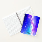 Celestial Blauw en Roze Galaxy Aangepaste Naam Notitieboek (Binnen)