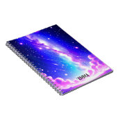 Celestial Blauw en Roze Galaxy Aangepaste Naam Notitieboek (Rechterzijde)