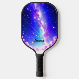 Celestial Blauw en Roze Galaxy Aangepaste Naam Pickleball Paddle