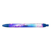 Celestial Blauw en Roze Galaxy Aangepaste Naam Scr Zwarte Inkt Pen (Voorkant)
