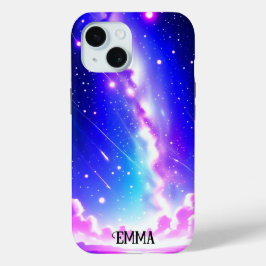 Celestial Blauw en Roze Galaxy Custom iPhone 15 Case