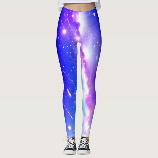 Celestial Blauw en Roze Galaxy Leggings (Voorkant)