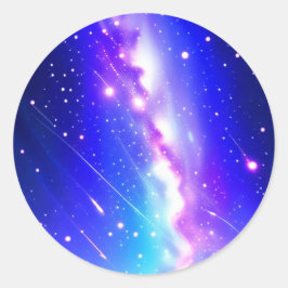 Celestial Blauw en Roze Galaxy Ronde Sticker