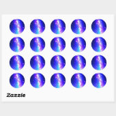 Celestial Blauw en Roze Galaxy Ronde Sticker (Vel)