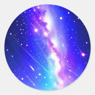 Celestial Blauw en Roze Galaxy Ronde Sticker