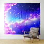 Celestial Blauw en Roze Galaxy Wall Art Wandkleed (In Situ (horizontaal))