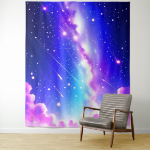 Celestial Blauw en Roze Galaxy Wall Art Wandkleed