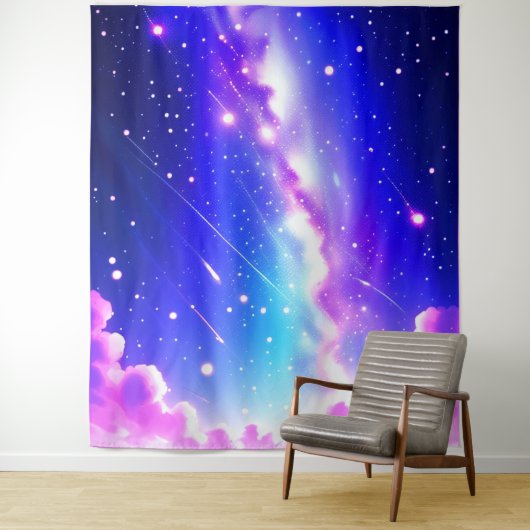 Celestial Blauw en Roze Galaxy Wall Art Wandkleed (In situ)