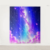 Celestial Blauw en Roze Galaxy Wall Art Wandkleed (Voorkant)