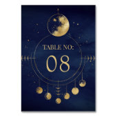 Celestial Blauw Goud Maan Phases Bruiloft Kaart (Voorkant)