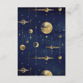 Celestial Blauw Gouden Halve Maan Fasen Bruiloft Informatiekaartje (Achterkant)