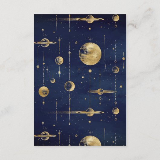 Celestial Blauw Gouden Halve Maan Fasen Bruiloft Informatiekaartje (Achterkant)