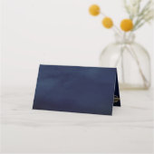 Celestial Blauw Gouden Halve Maan Fasen Bruiloft Plaatskaartje (Achterkant)