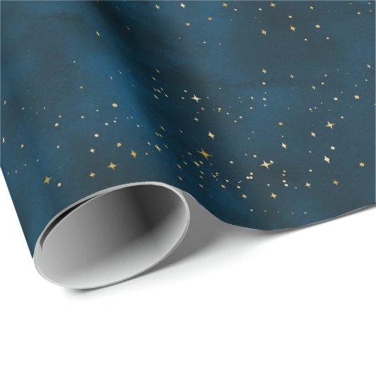 Celestial Blauwe en Witte Sterrennacht Cadeaupapier (Rol Hoek)