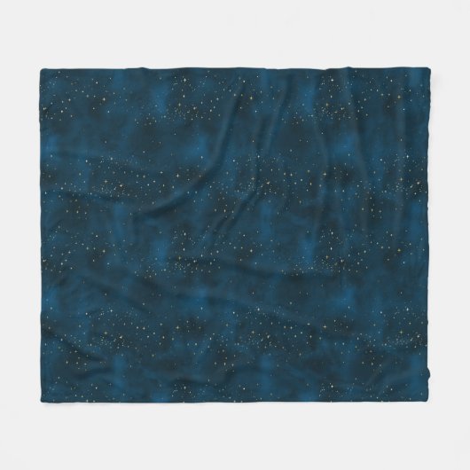 Celestial Blauwe en Witte Sterrennacht Fleece Deken (Voorkant (Horizontaal))