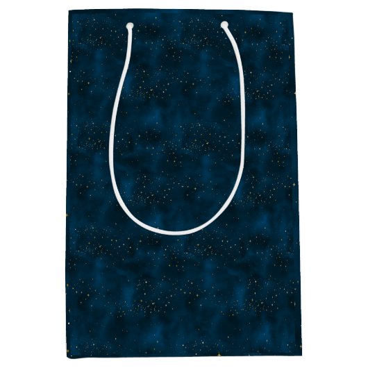 Celestial Blauwe en Witte Sterrennacht Medium Cadeauzakje (Voorkant)