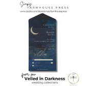 Celestial Blauwe Halve Maan Bruiloft Geen Diner All In One Uitnodiging