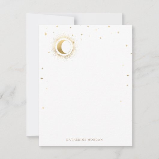 Celestial Blauwe Sterren Maan Bruiloft Notitiekaartje (Voorkant)